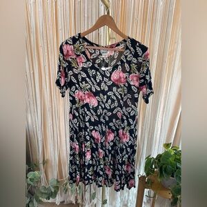 Vintage American Angel Floral Rayon short sleeve babydoll Dress